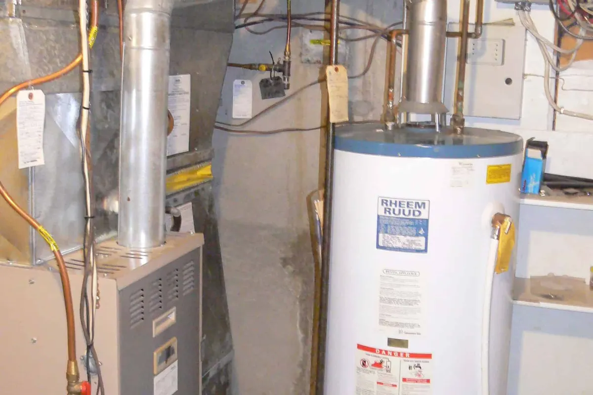 Residential water heater tank in a San Francisco home