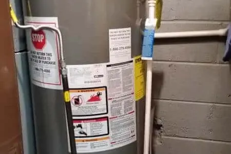 Water heater tank service in a San Francisco basement
